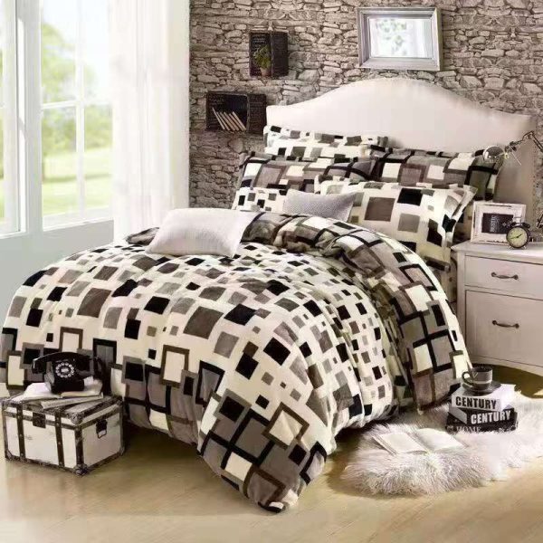 lenjerie crem verde cu forme geometrice