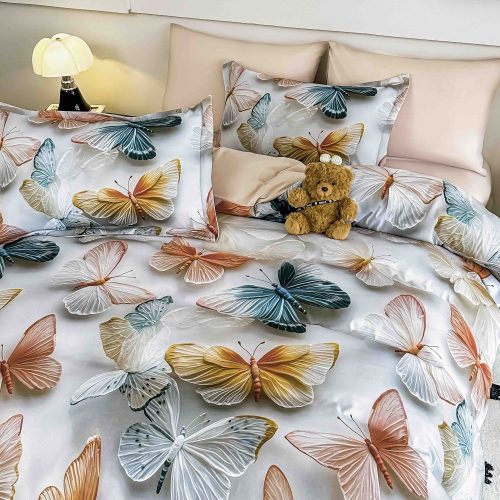lenjerie de pat imprimare digitala 5d cu fluturi colorati (1)