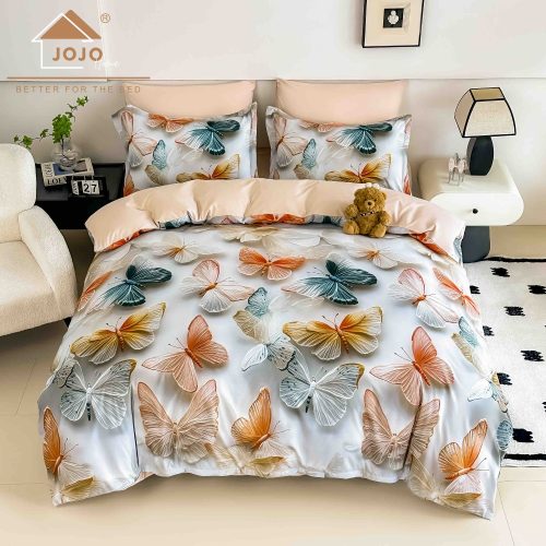 lenjerie de pat imprimare digitala 5d cu fluturi colorati