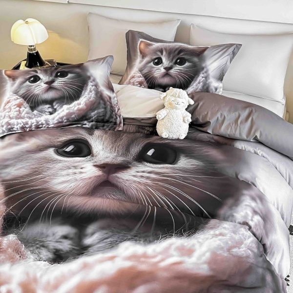 lenjerie de pat imprimare digitala 5d cu pisica (1)