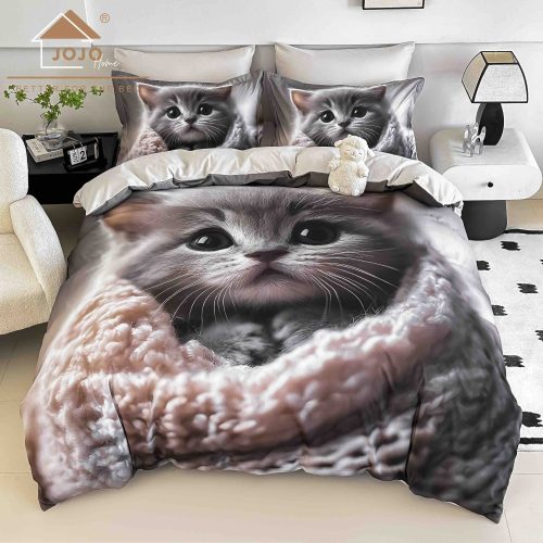 lenjerie de pat imprimare digitala 5d cu pisica