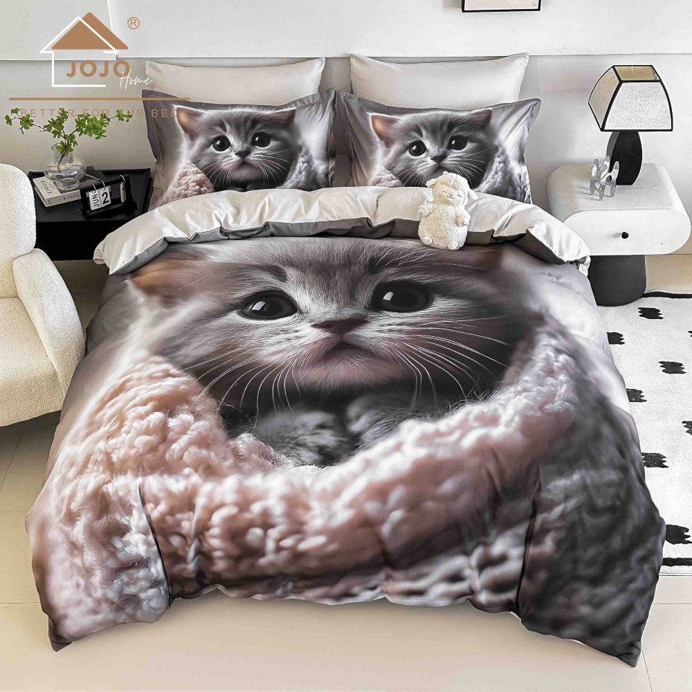 lenjerie de pat imprimare digitala 5d cu pisica lenjerie de pat imprimare digitala 5d cu pisica