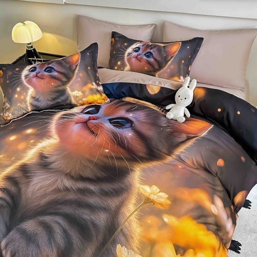 lenjerie de pat imprimare digitala 5d cu pisicuta (1)
