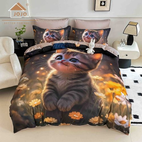 lenjerie de pat imprimare digitala 5d cu pisicuta