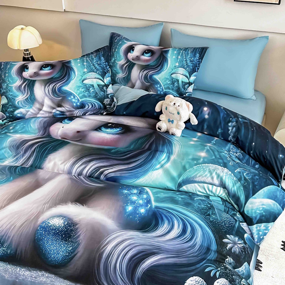 lenjerie de pat imprimare digitala 5d cu unicorni lenjerie de pat imprimare digitala 5d cu unicorni