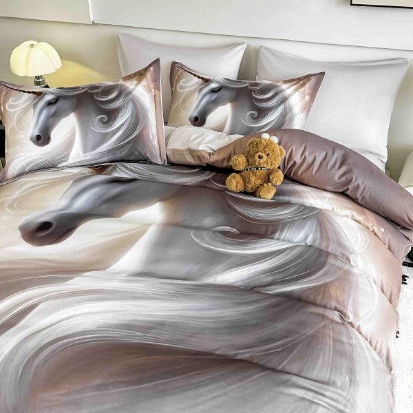 lenjerie de pat imprimare digitala 5d cu cai albi