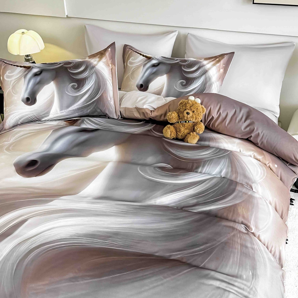 lenjerie de pat imprimare digitala 5d cu cai albi lenjerie de pat imprimare digitala 5d cu cai albi