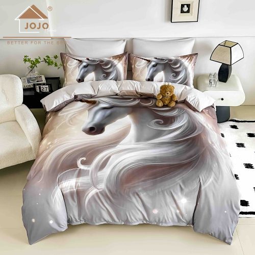 lenjerie de pat imprimare digitala 5d cu cai albi