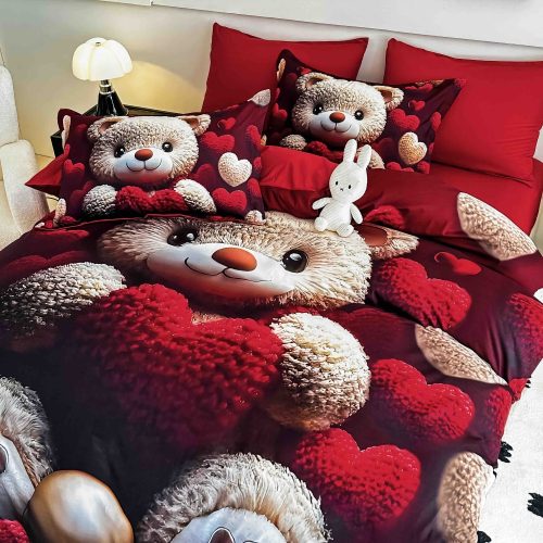 lenjerie de pat imprimare digitala 5d cu ursuleti (1)