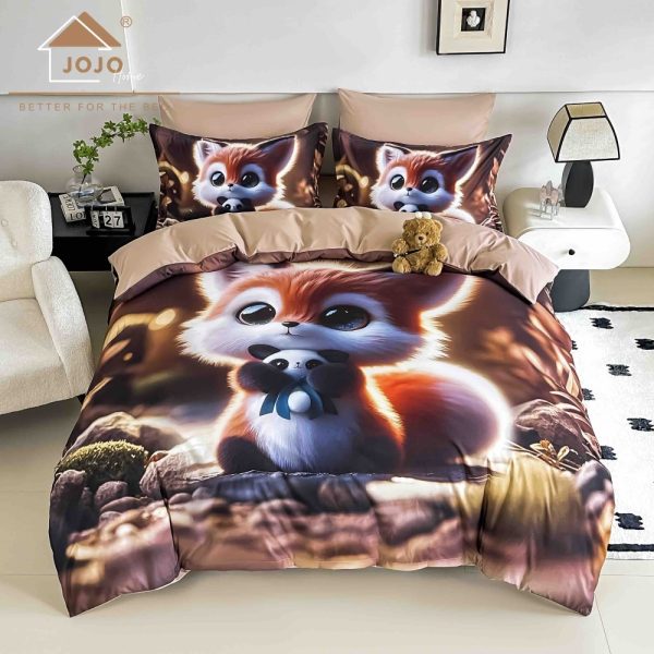 lenjerie de pat imprimare digitala 5d cu vulpita