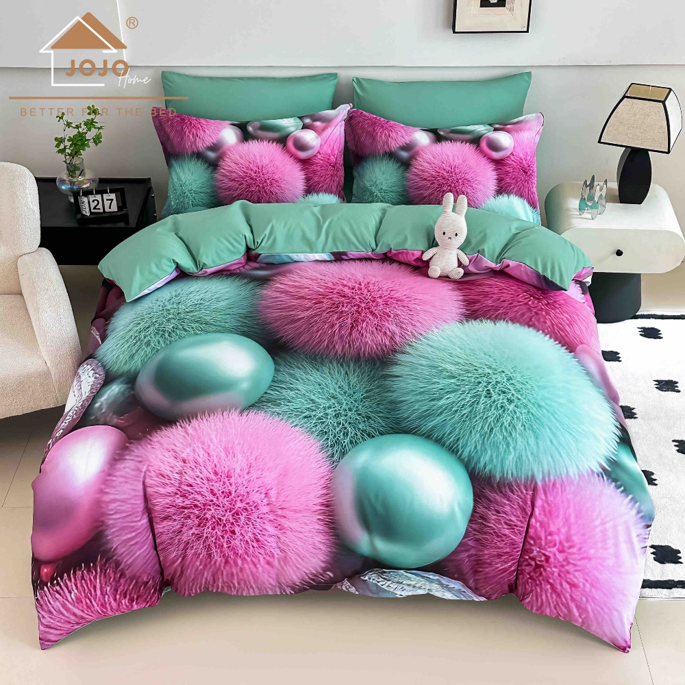 lenjerie de pat imprimare digitala 5d roz cu bilute lenjerie de pat imprimare digitala 5d roz cu bilute