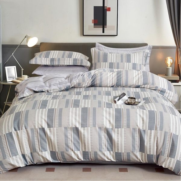 lenjerie gri albastru cu dungi