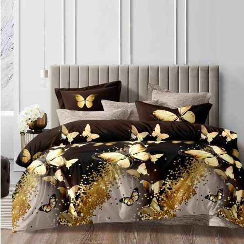 lenjerie maro cu fluturi aurii