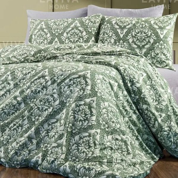 lenjerie verde cu flori royale