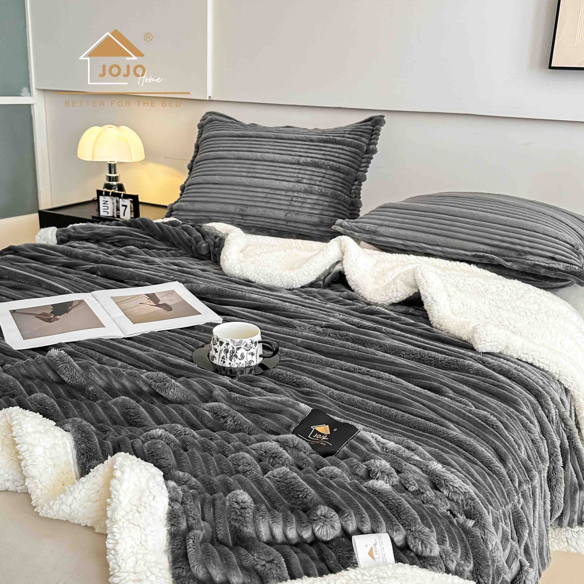 patura cu blanita deluxe antracit gri patura cu blanita deluxe antracit gri