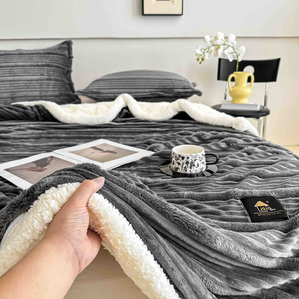 patura cu blanita premium gri patura cu blanita premium gri