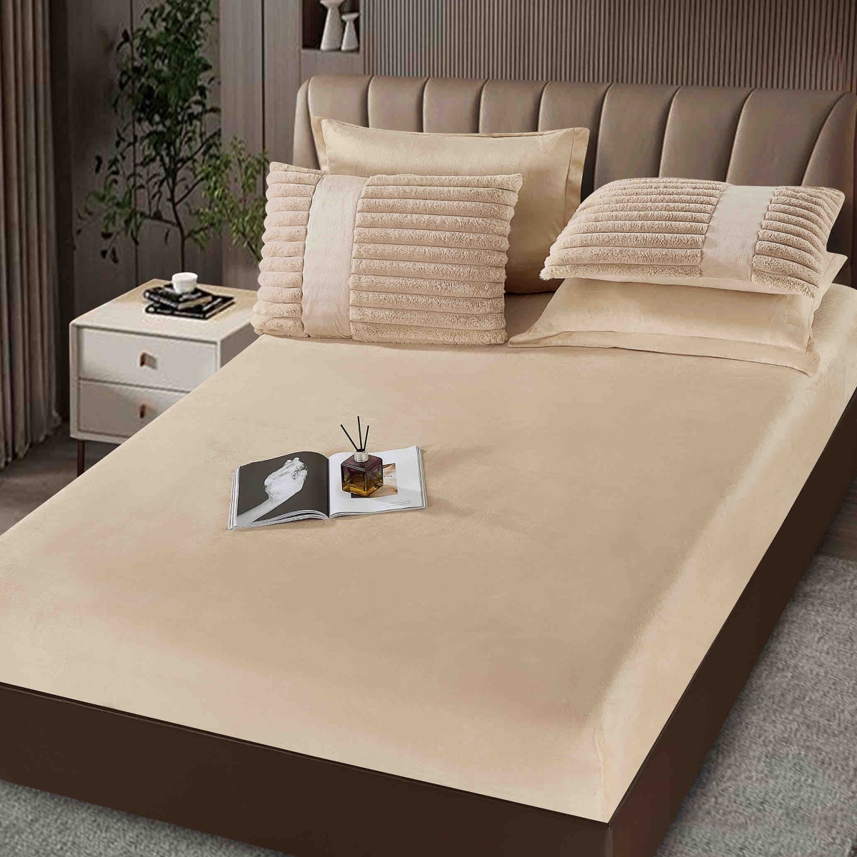 pilota 6 piese cu elastic bej cearceaf de oat pilota 6 piese cu elastic bej cearceaf de oat