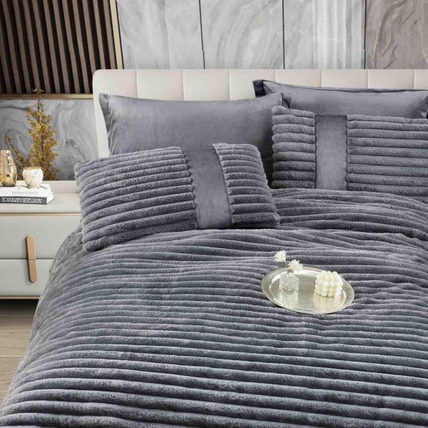 pilota 6 piese cu elastic gri inchis material cocolino