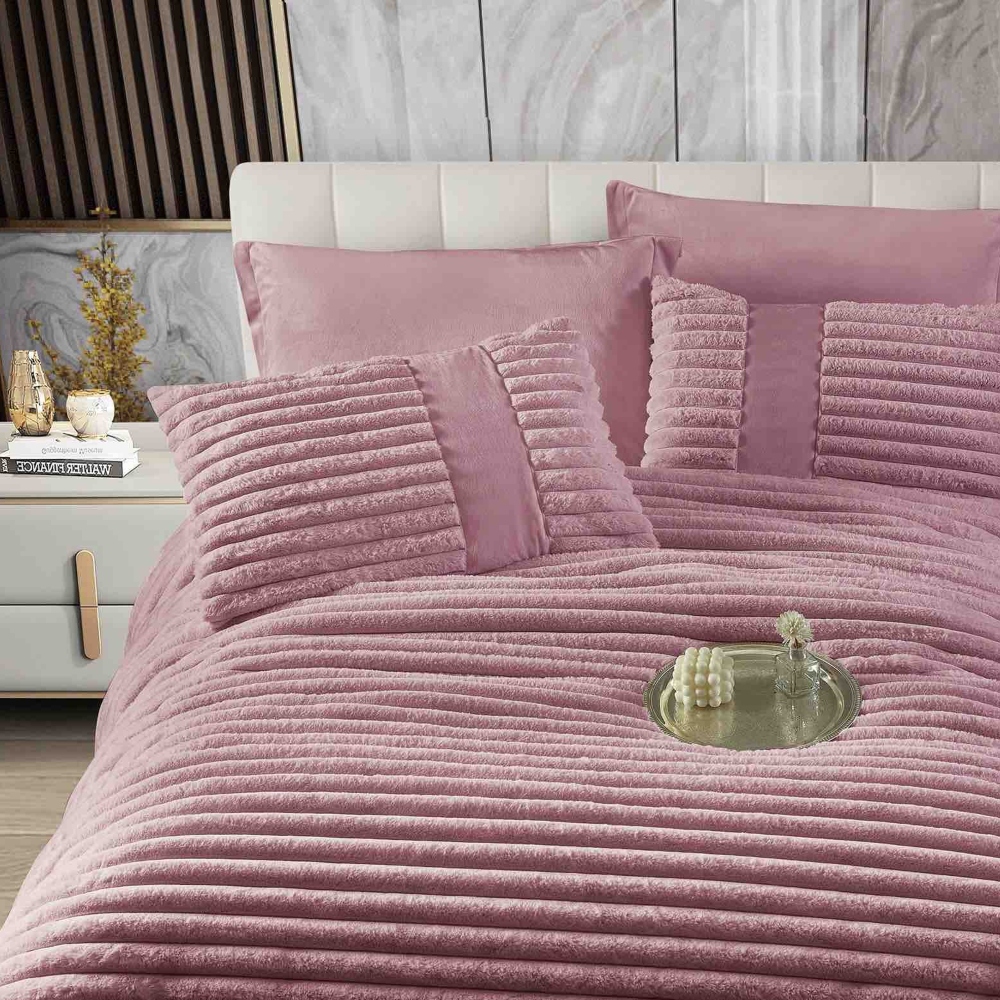 pilota 6 piese cu elastic roz material pufos