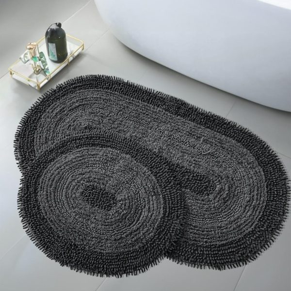 set 2 covorase baie spaghetti negru