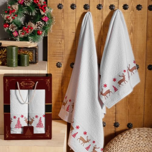 set prosoape craciun model alb agatate