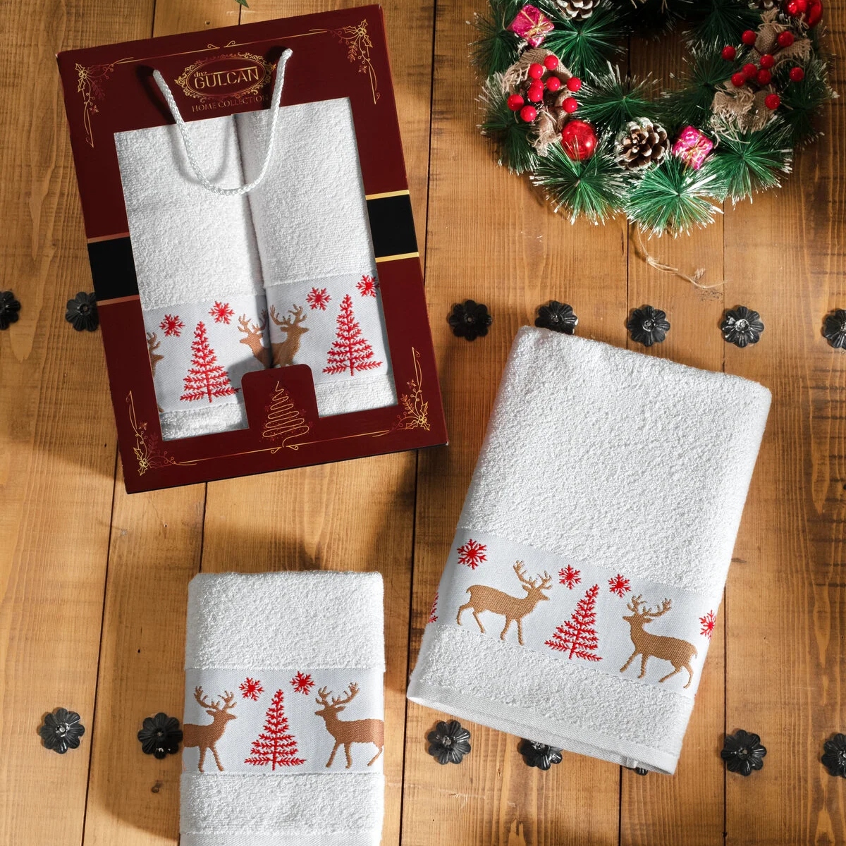 set prosoape craciun model alb set prosoape craciun model alb