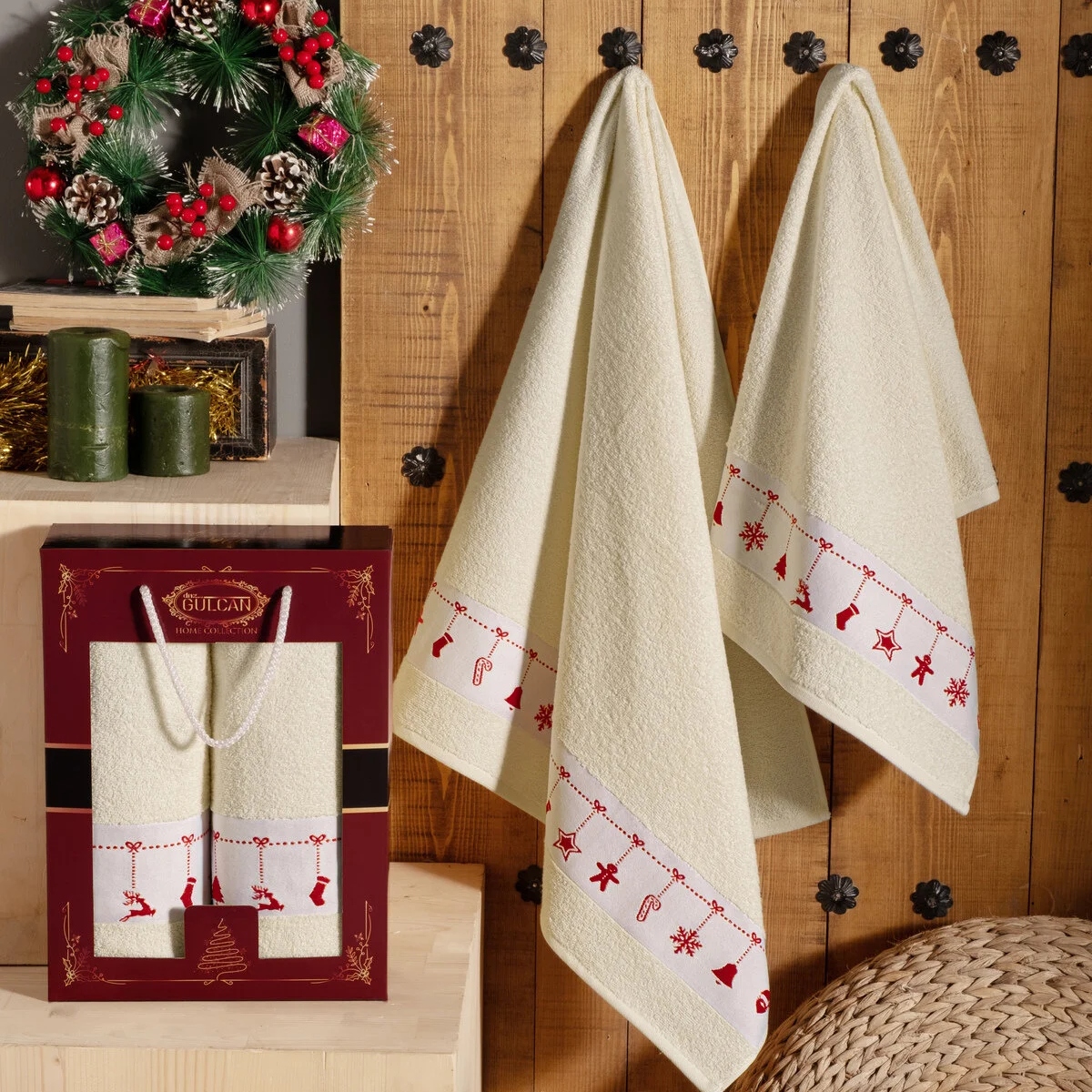 set prosoape craciun model crem agatate set prosoape craciun model crem agatate