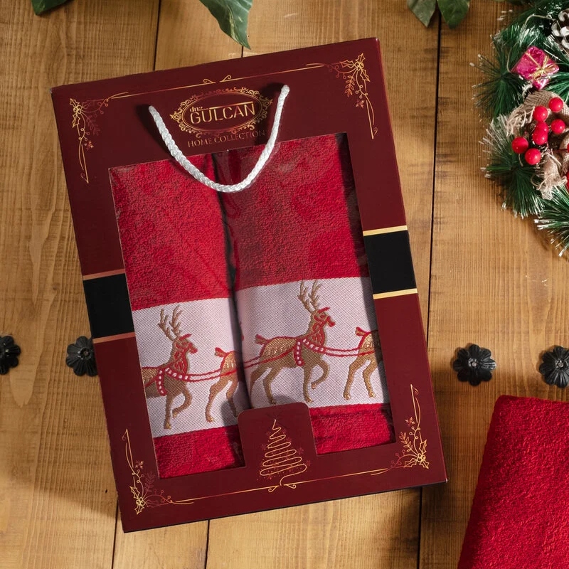 set prosoape craciun model rosu cutie set prosoape craciun model rosu cutie