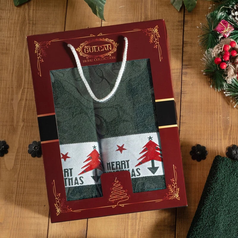 set prosoape craciun model verde cutie set prosoape craciun model verde cutie