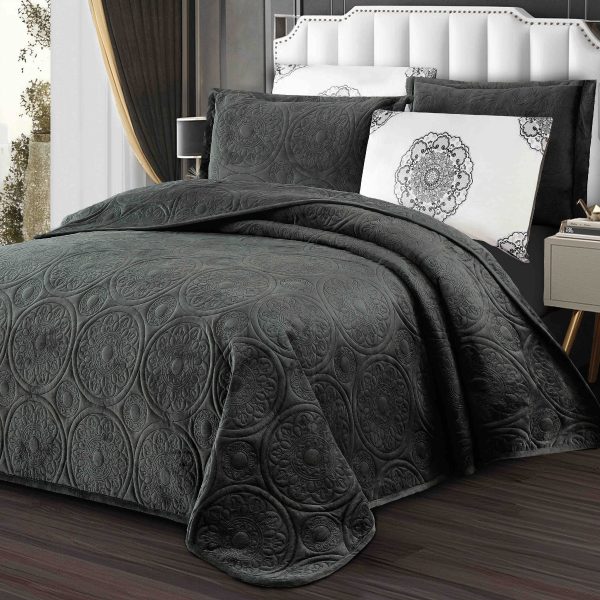 cuvertura catifea 5 piese - antracit