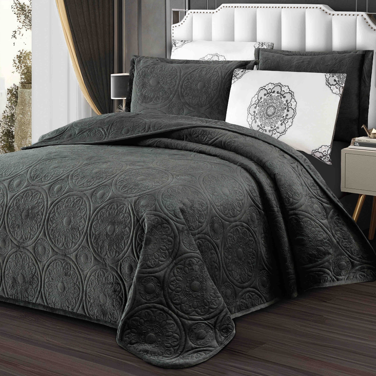 cuvertura catifea 5 piese - antracit cuvertura catifea 5 piese - antracit