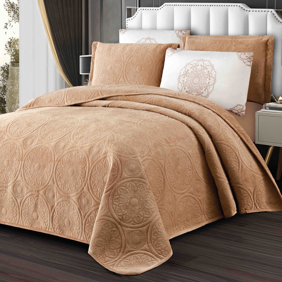 cuvertura catifea 5 piese - bej cuvertura catifea 5 piese - bej