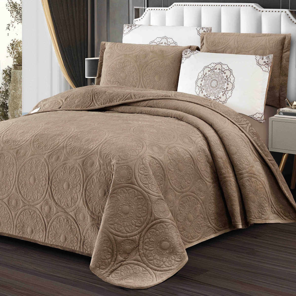 cuvertura catifea 5 piese - cappuccino cuvertura catifea 5 piese - cappuccino