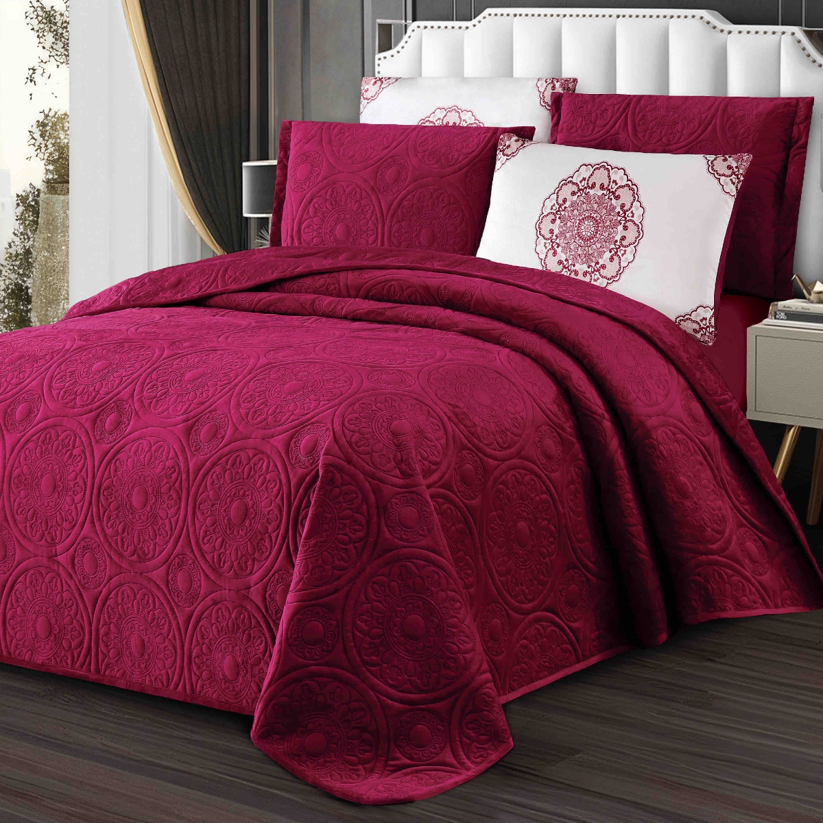 cuvertura catifea 5 piese - grena cuvertura catifea 5 piese - grena