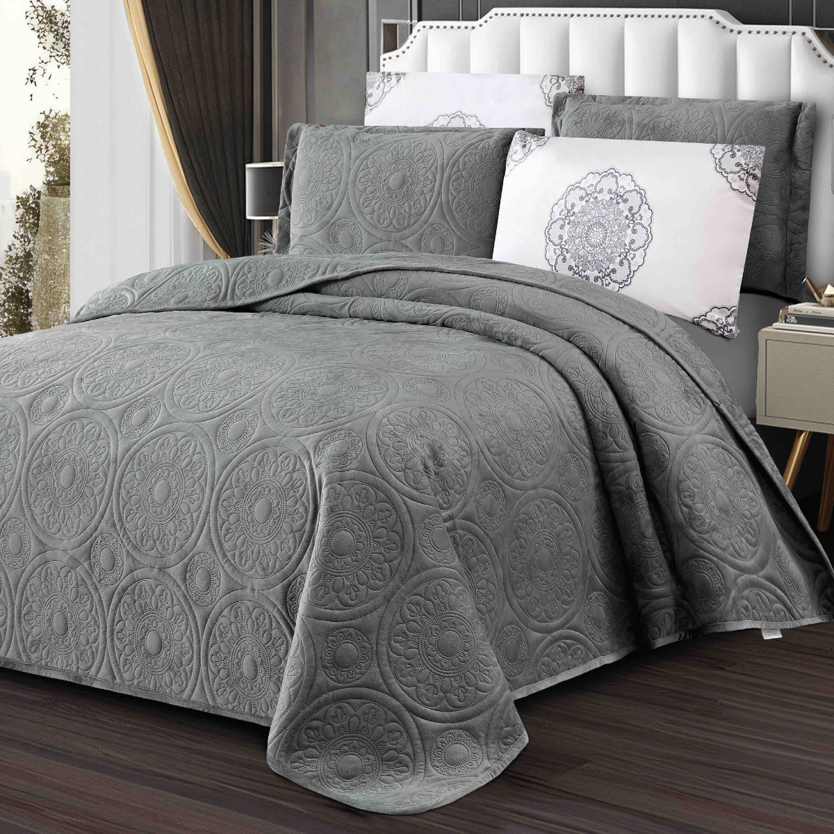 cuvertura catifea 5 piese - gri deschis cuvertura catifea 5 piese - gri deschis