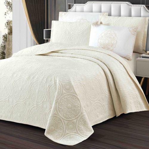 cuvertura catifea 5 piese - ivory