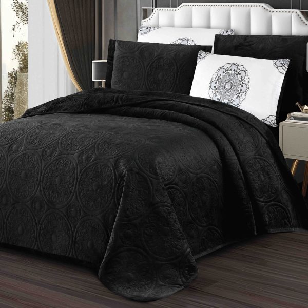 cuvertura catifea 5 piese - negru