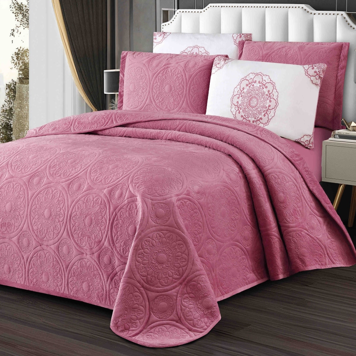 cuvertura catifea 5 piese - roz cuvertura catifea 5 piese - roz