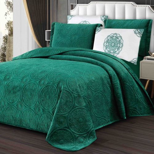 cuvertura catifea 5 piese - smarald