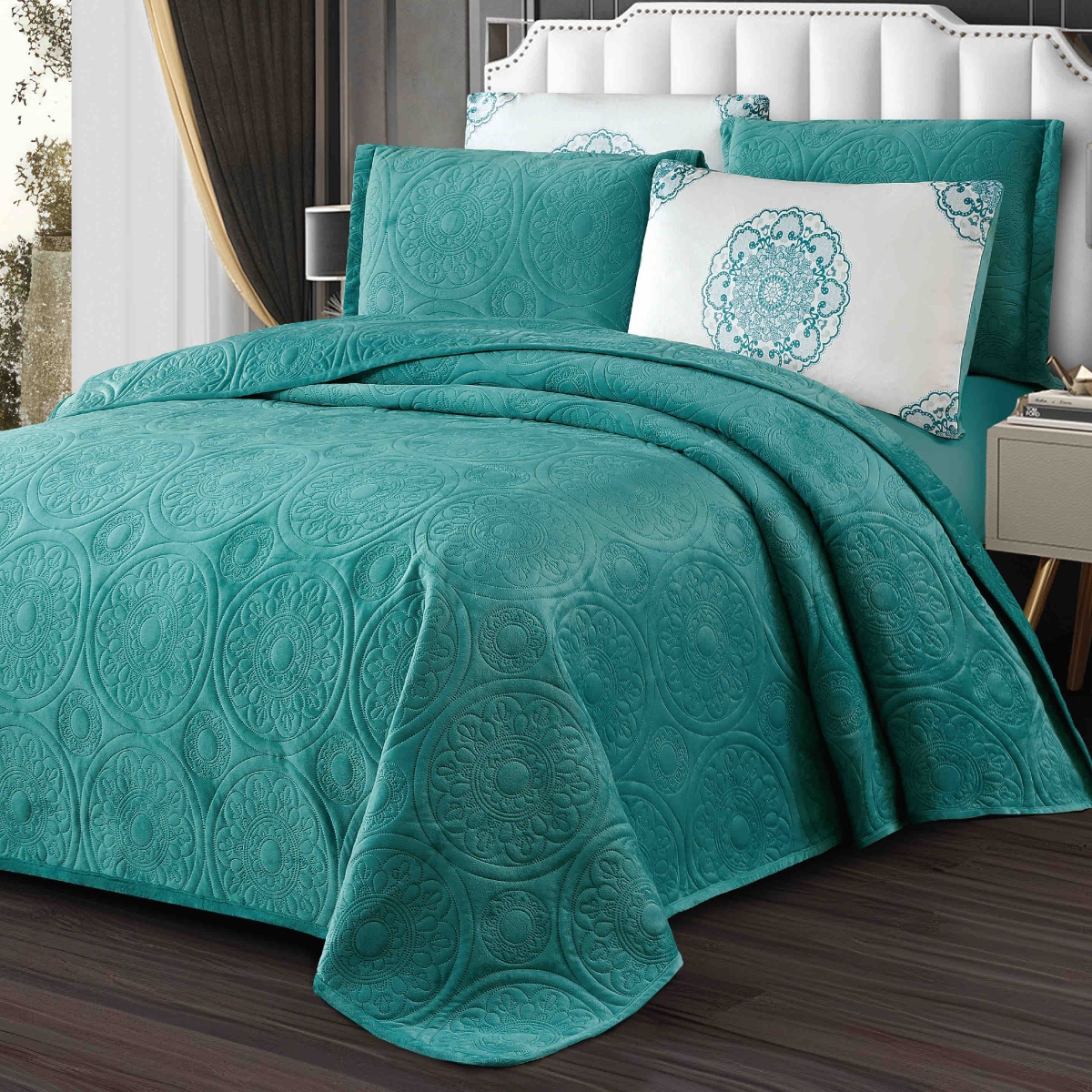 cuvertura catifea 5 piese - turcoaz cuvertura catifea 5 piese - turcoaz