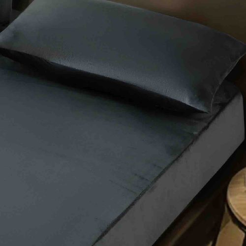 husa pat catifea gri inchis 2 fete perna