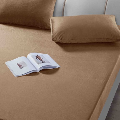 husa pat catifea maro 2 fete perna