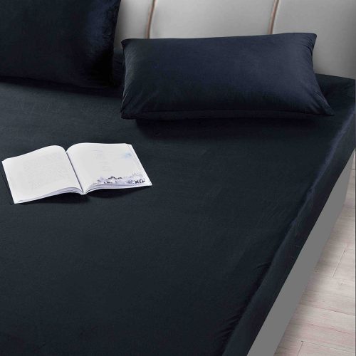 husa pat catifea negru 2 fete perna