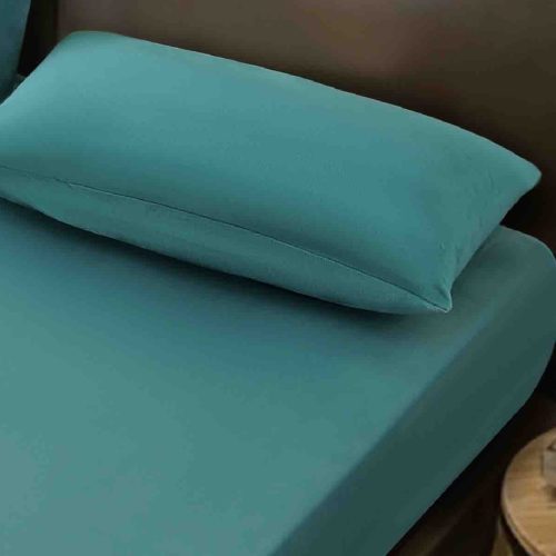 husa pat catifea turcoaz 2 fete perna