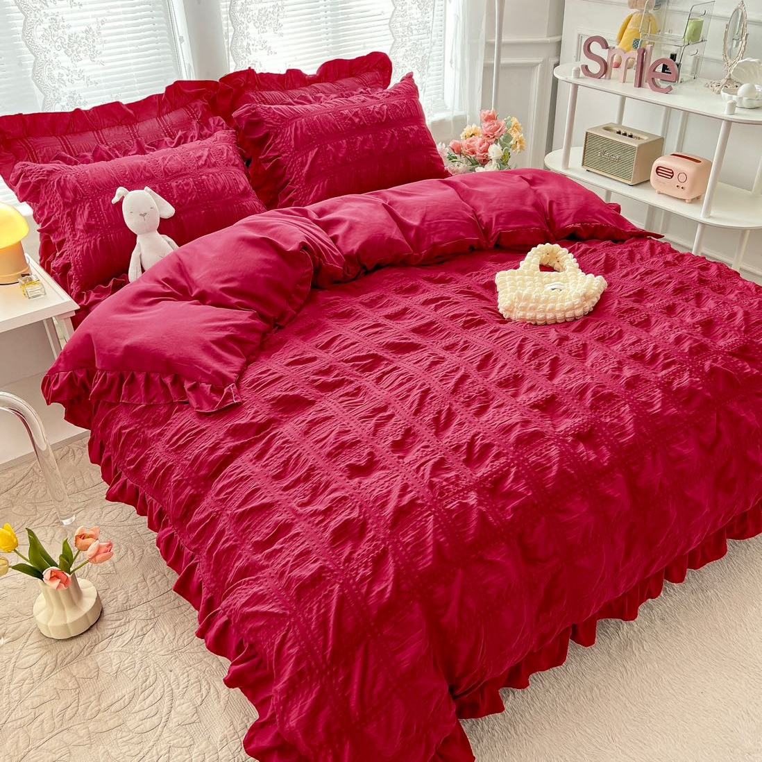 lenjerie de pat creponata - grena lenjerie de pat creponata - grena