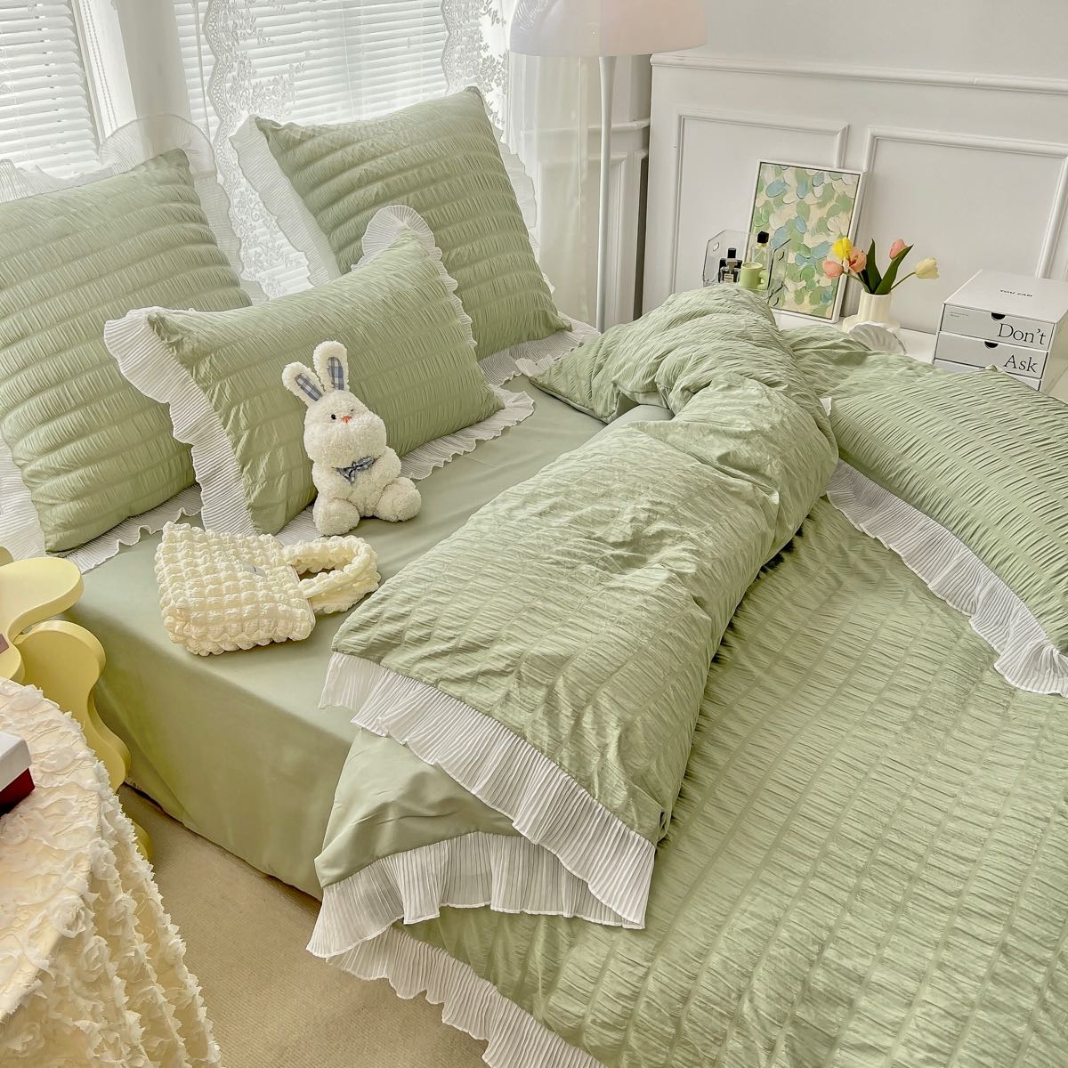 lenjerie de pat creponata - verde cearceaf de pat normal lenjerie de pat creponata - verde cearceaf de pat normal