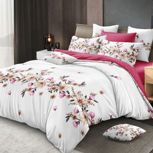 lenjerie finet gros pucioasa alb roz cu flori mici