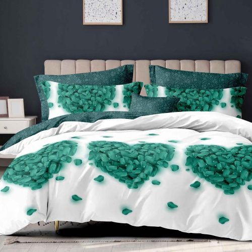 lenjerie finet gros pucioasa alb verde cu inimioare