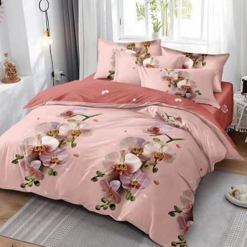 lenjerie finet gros pucioasa roz cu flori de orhidee