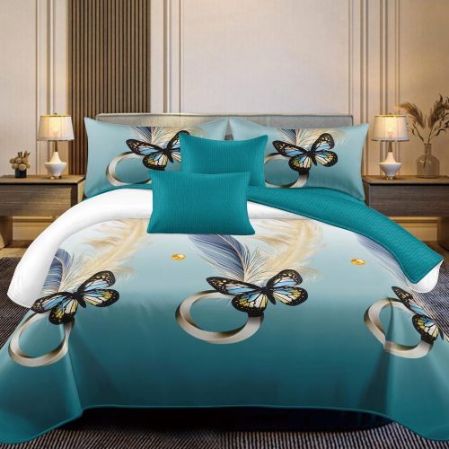 lenjerie finet gros pucioasa turcoaz cu inel fluture auriu